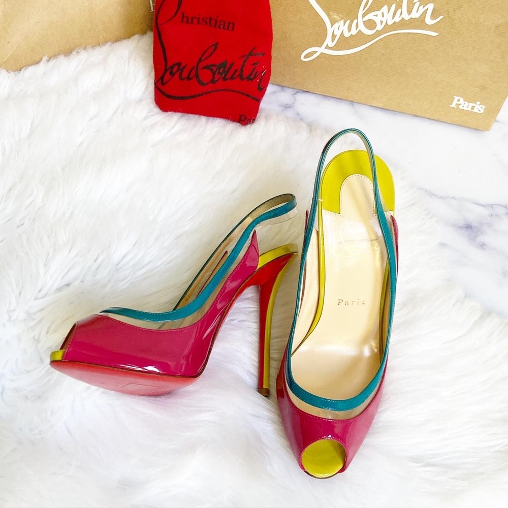 Christian Louboutin patent Color Block Heels (Read Description)